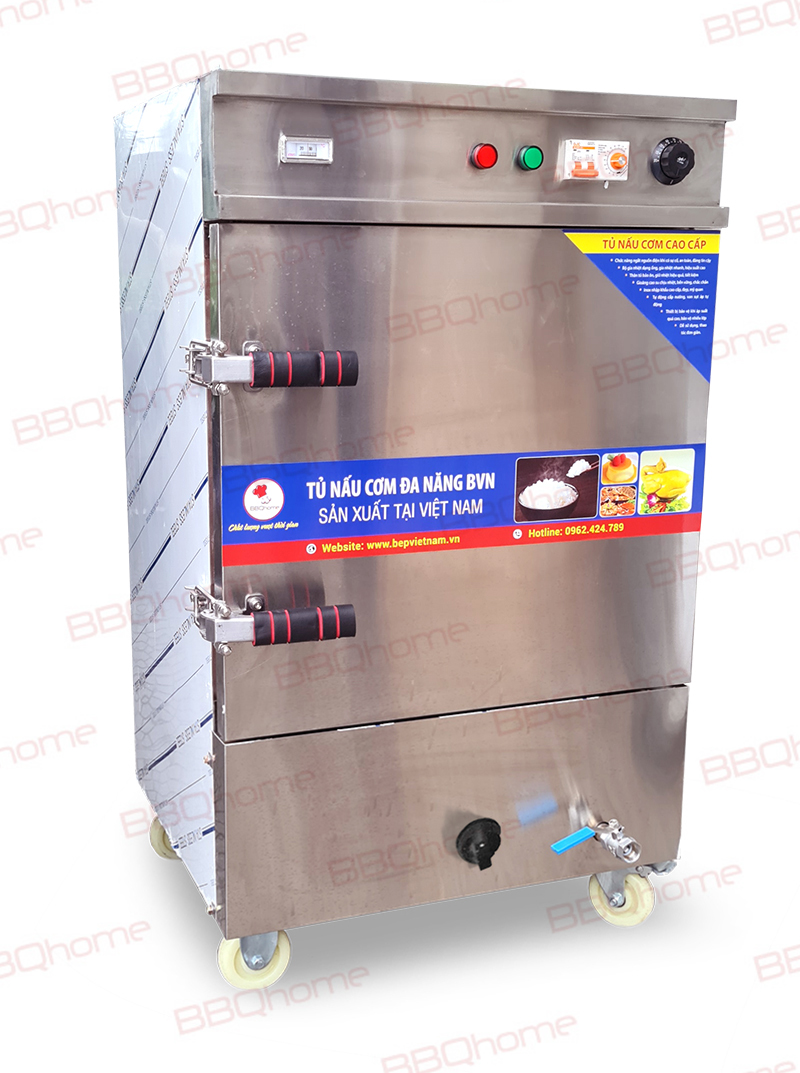 Tủ nấu cơm gas điện át - 6 khay inox 201