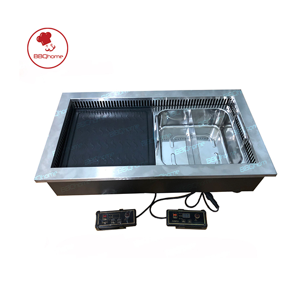 Bếp nướng lẩu hồng ngoại - Gồm: Khung + bếp hồng ngoại+ vỉ+ nồi 2 ngăn