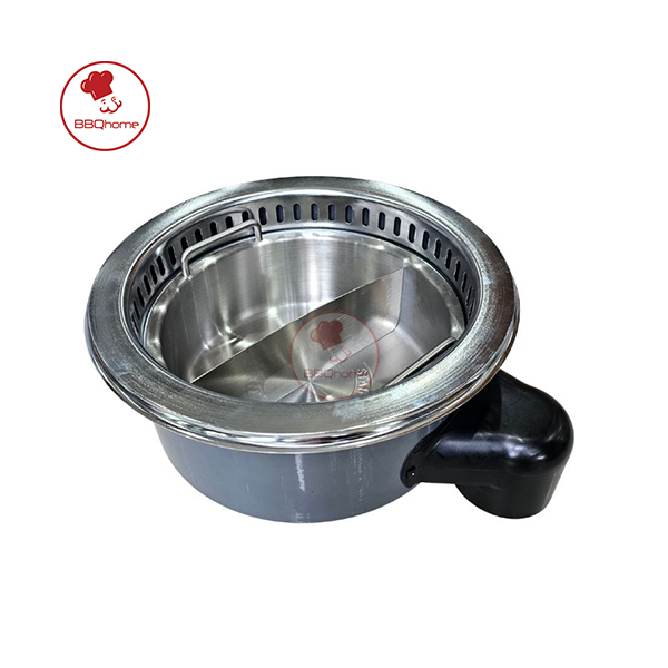 Bếp lẩu - tròn 2 ngăn âm bàn HG-300 viền inox