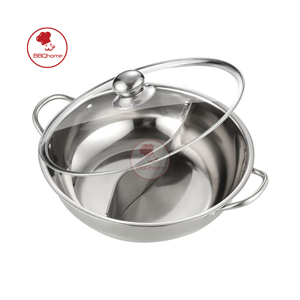Nồi lẩu 2 ngăn - inox phi 30