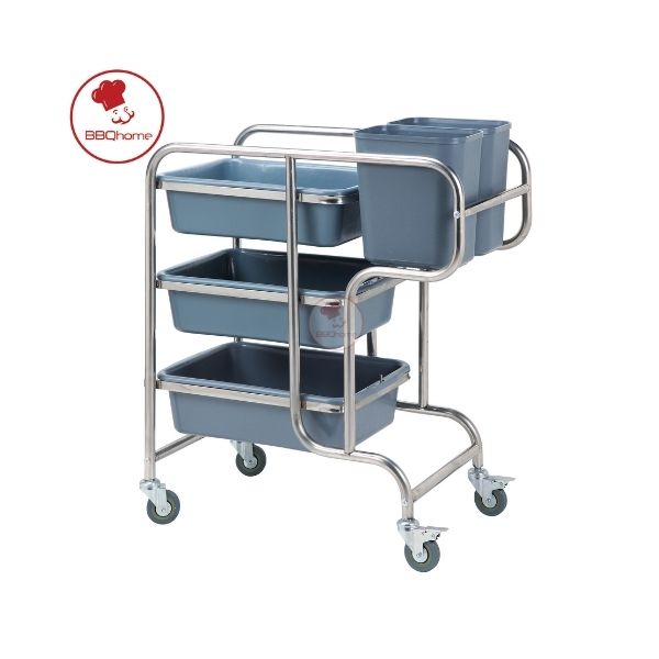 Xe dọn rác - 3 khay 2 thùng loại NK